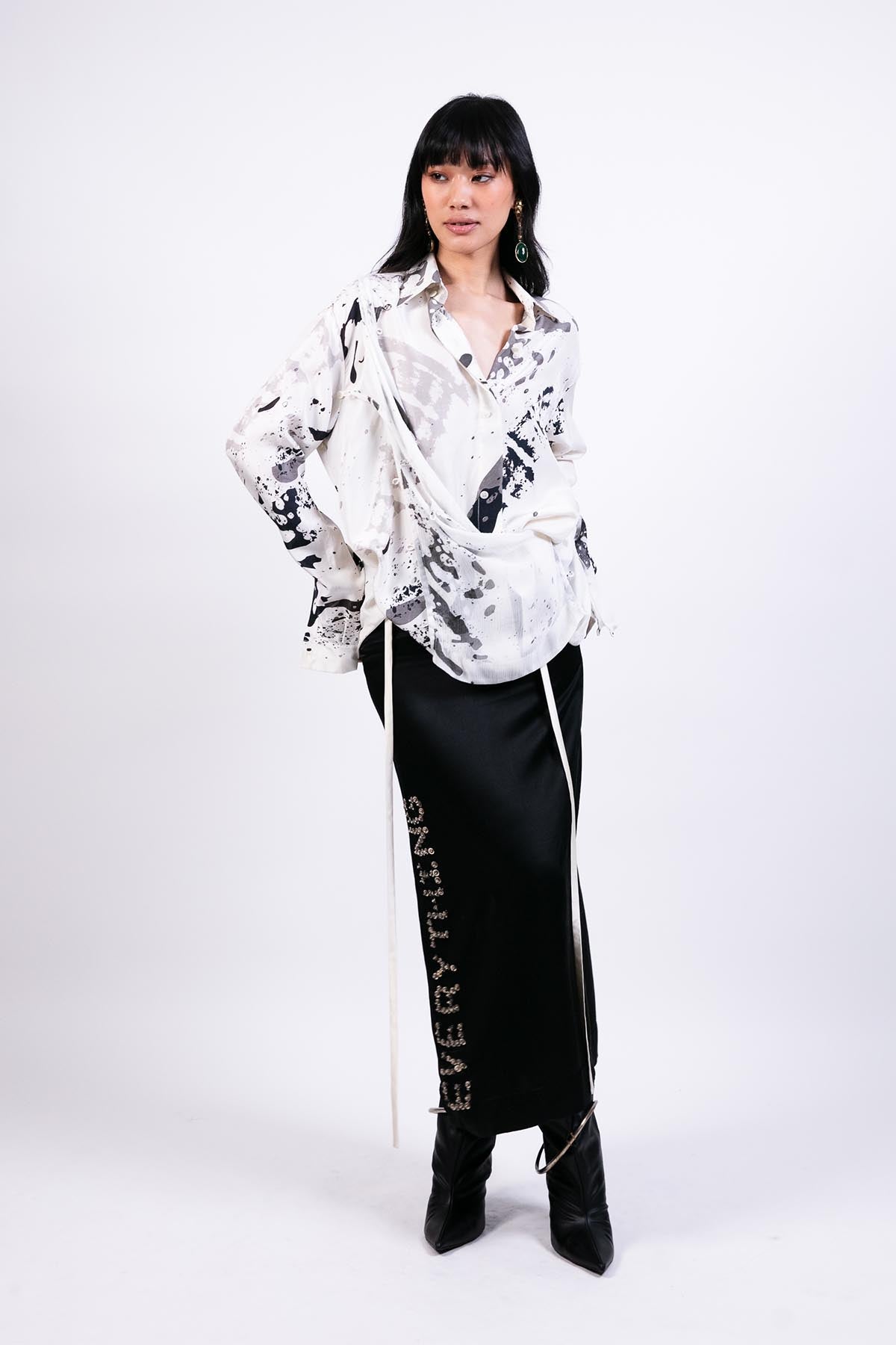 AKOK Silk Skirt With Emb Highlight indian designer wear online shopping melange singapore 