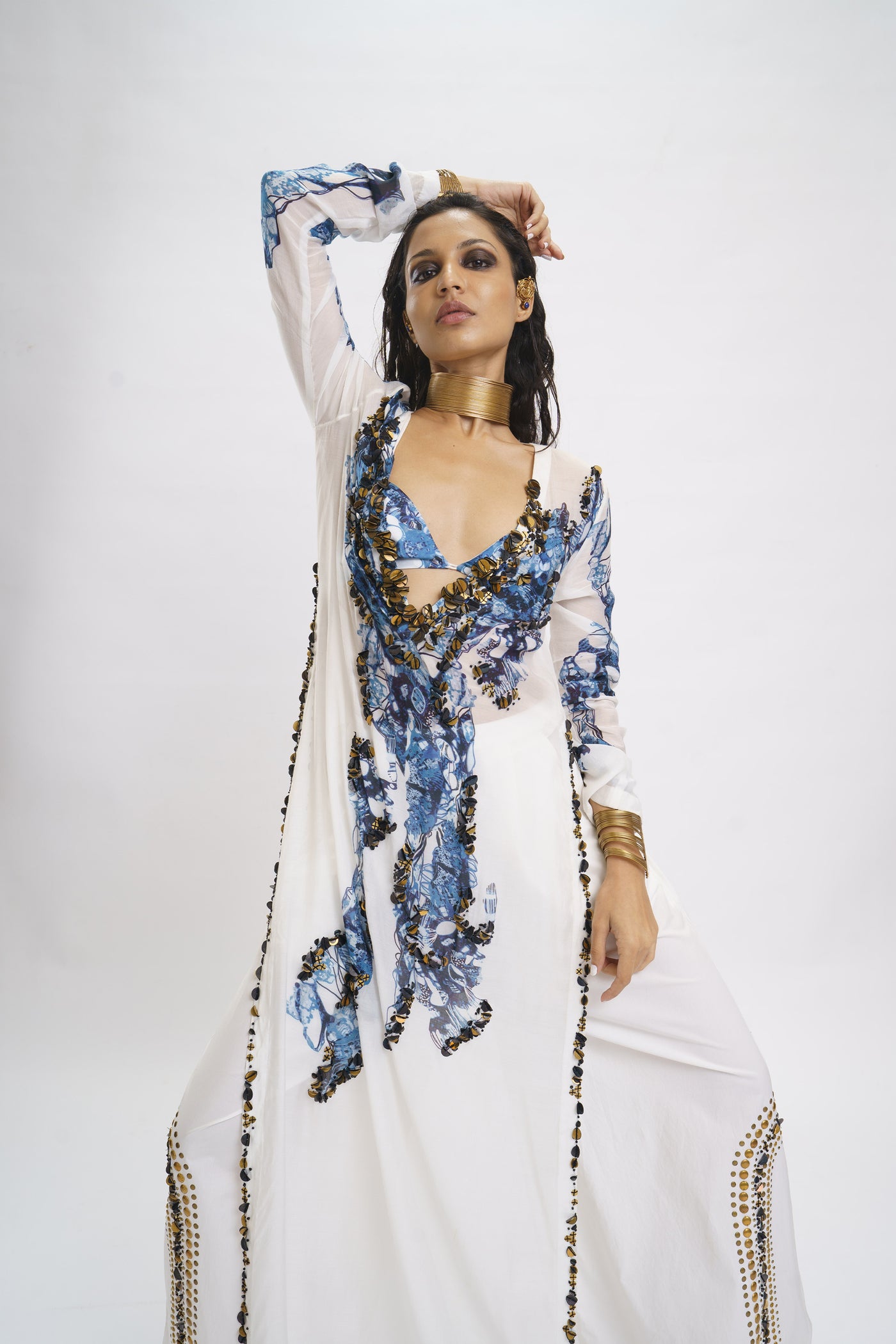 AKOK Slip Dress with Trouser and Crop top indian designer wear online shopping melange singapore