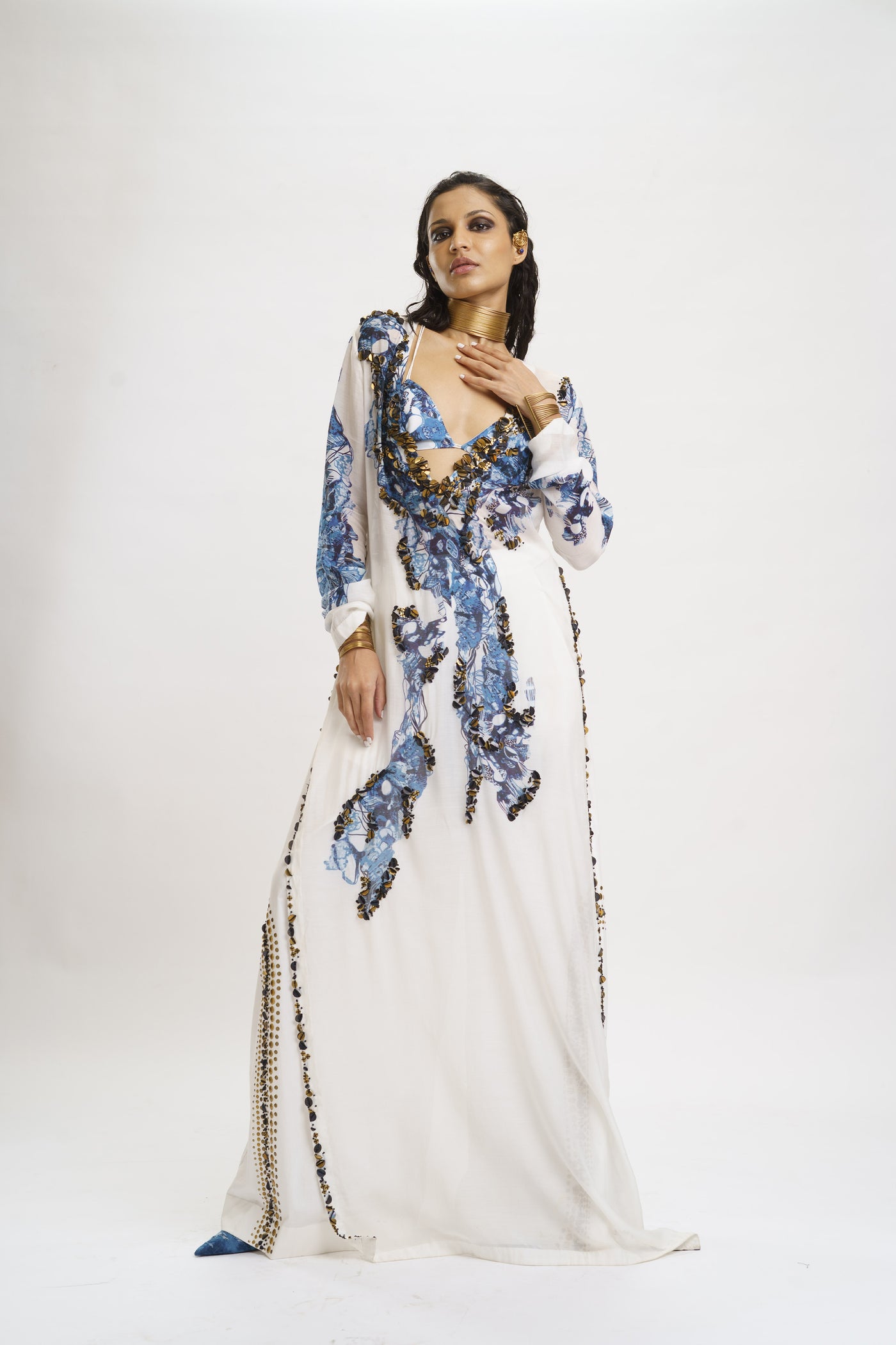 AKOK Slip Dress with Trouser and Crop top indian designer wear online shopping melange singapore