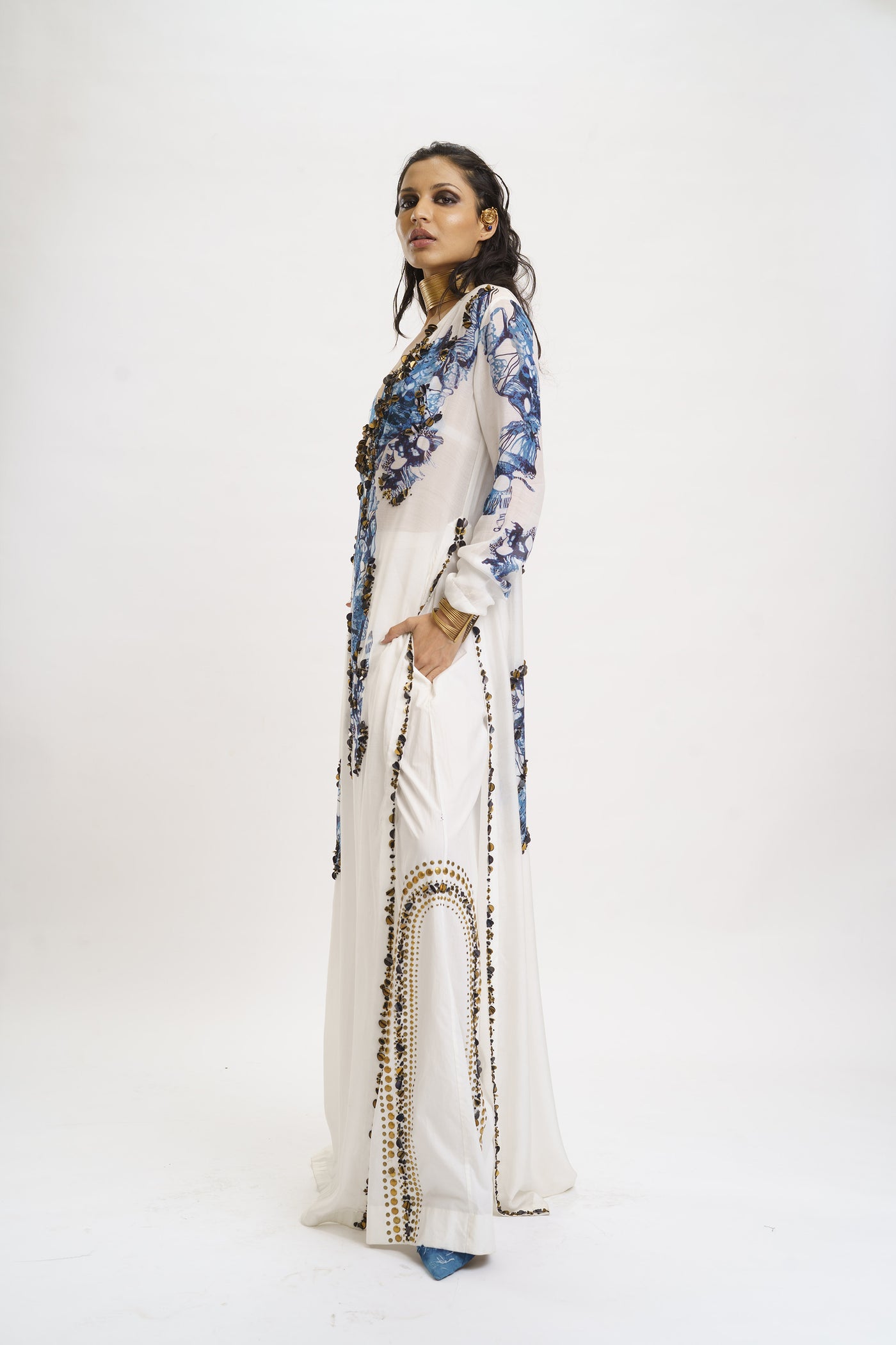 AKOK Slip Dress with Trouser and Crop top indian designer wear online shopping melange singapore