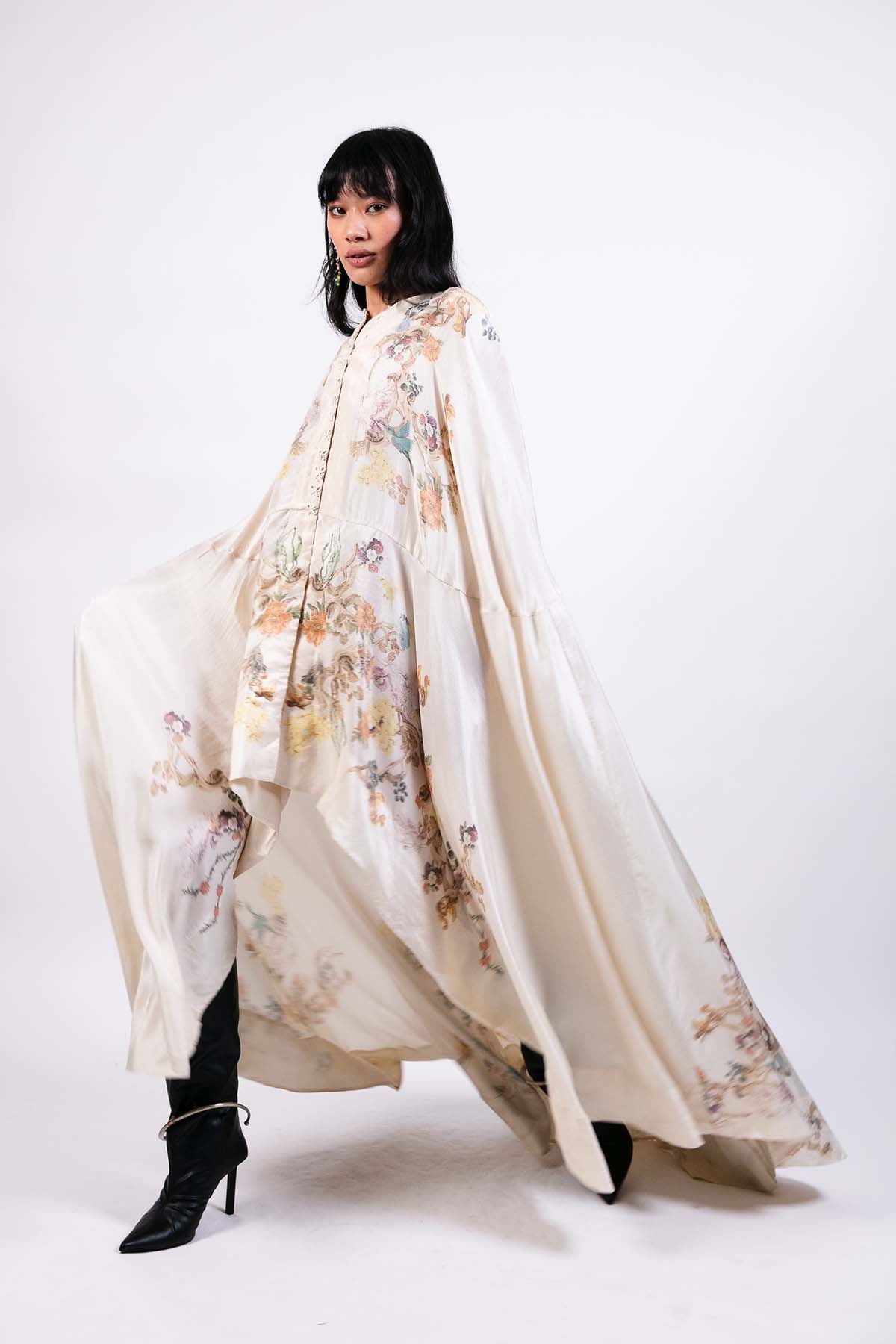 AKOK Vintage Cape Dress with Lycra Pants indian designer wear online shopping melange singapore 