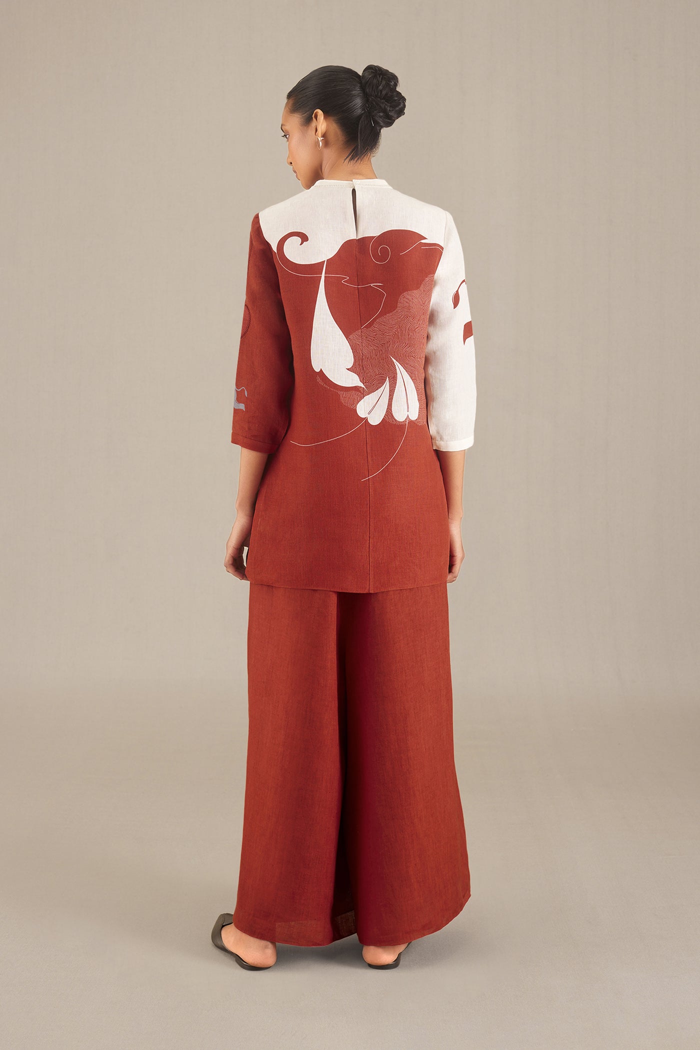 AMPM Aayat Shirt Co Ord Set Rust indian designer wear online shopping melange singapore