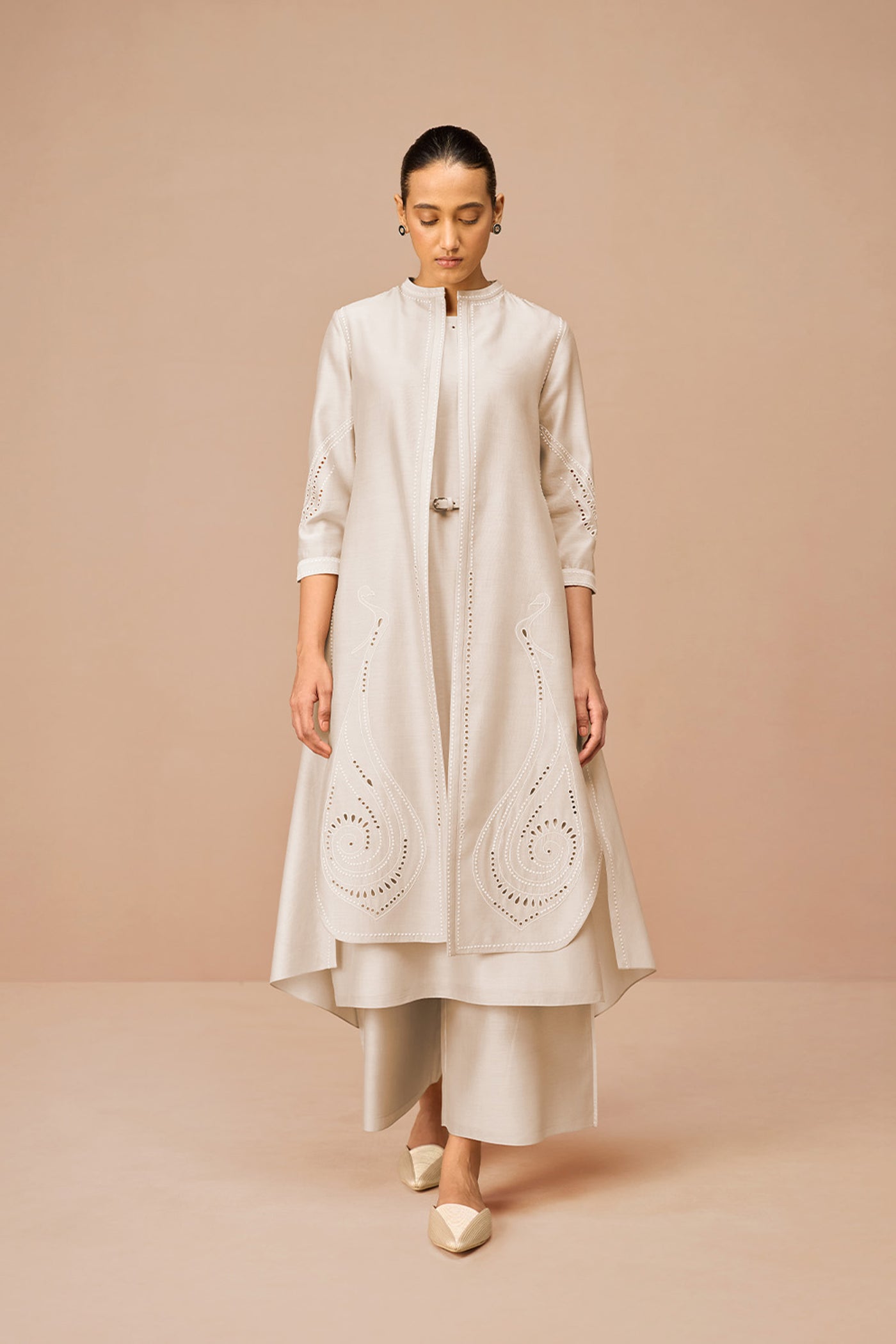 AMPM Anais Jacket Set Beige Indian designer wear online shopping melange singapore