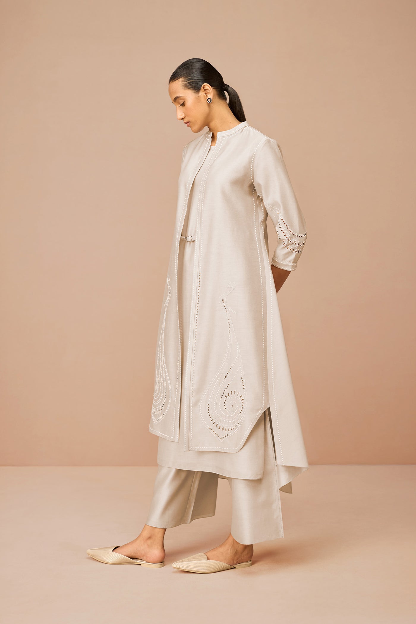 AMPM Anais Jacket Set Beige Indian designer wear online shopping melange singapore