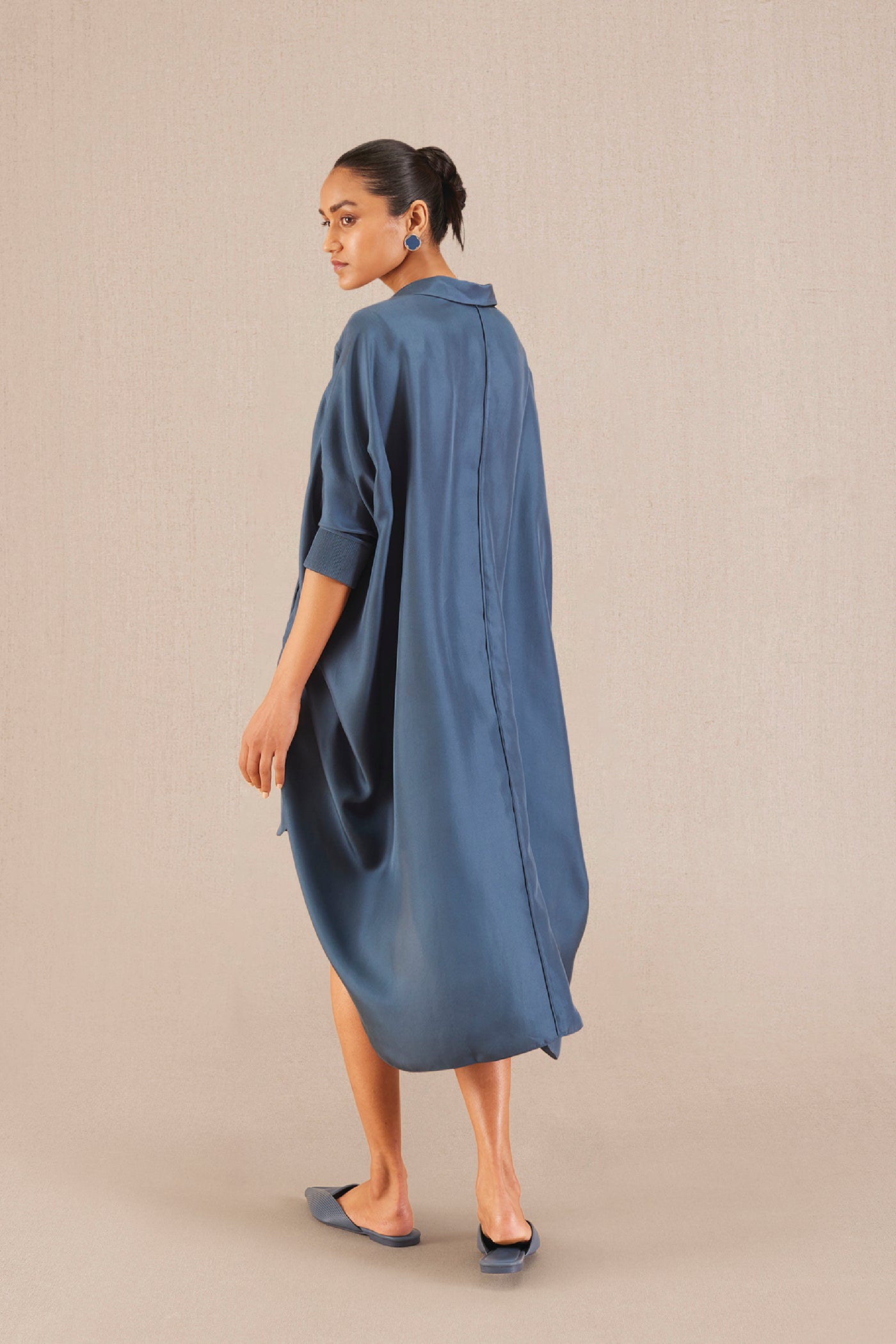 AMPM Aria Shirt Dress Slate Blue indian designer wear online shopping melange singapore