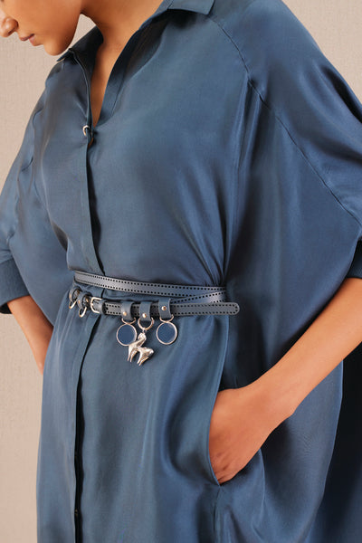 AMPM Aria Shirt Dress Slate Blue indian designer wear online shopping melange singapore