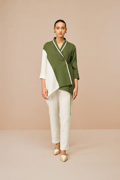 AMPM Beia Shirt Set Olive Indian designer wear online shopping melange singapore
