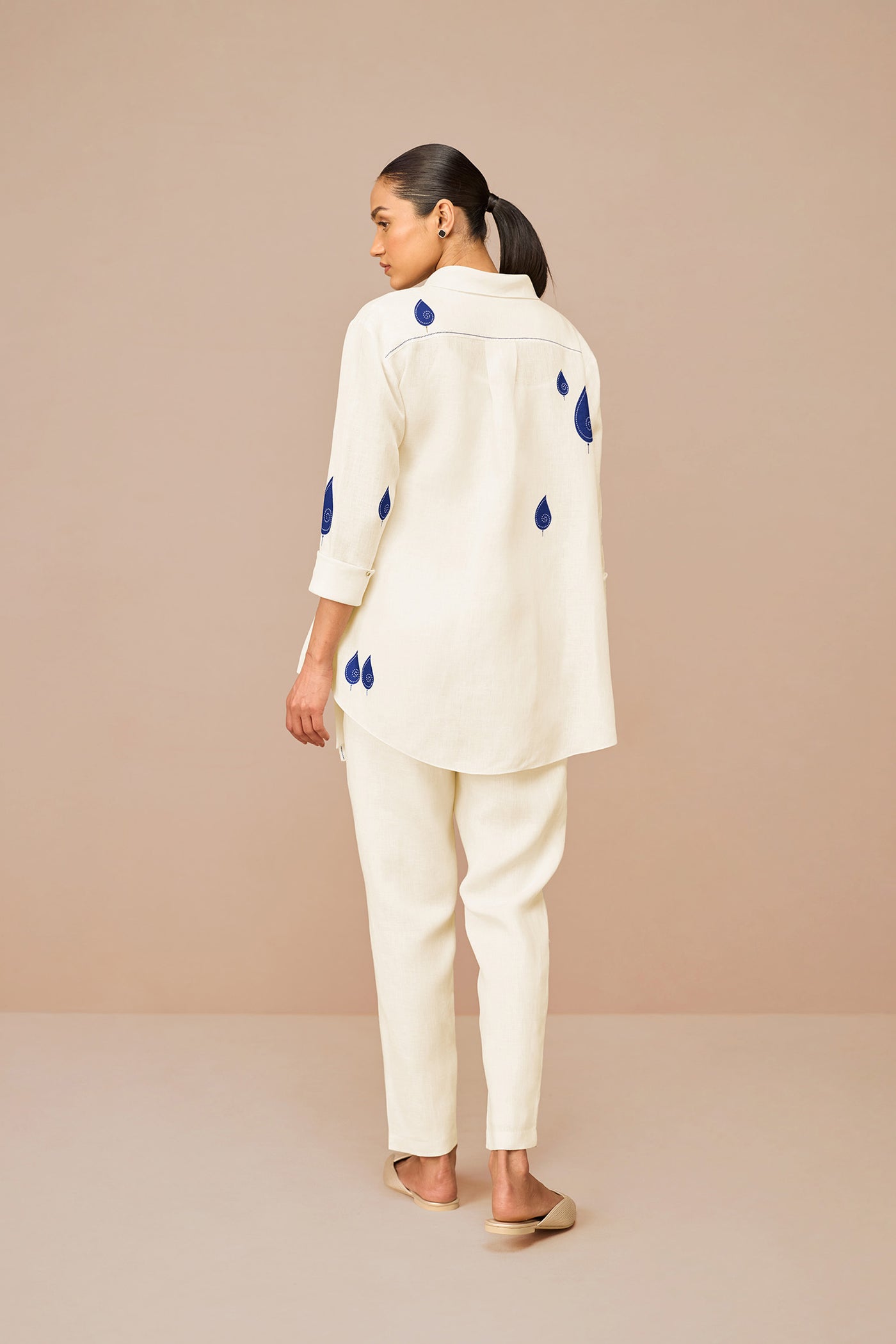 AMPM Dahlia Shirt Set Ivory Indian designer wear online shopping melange singapore