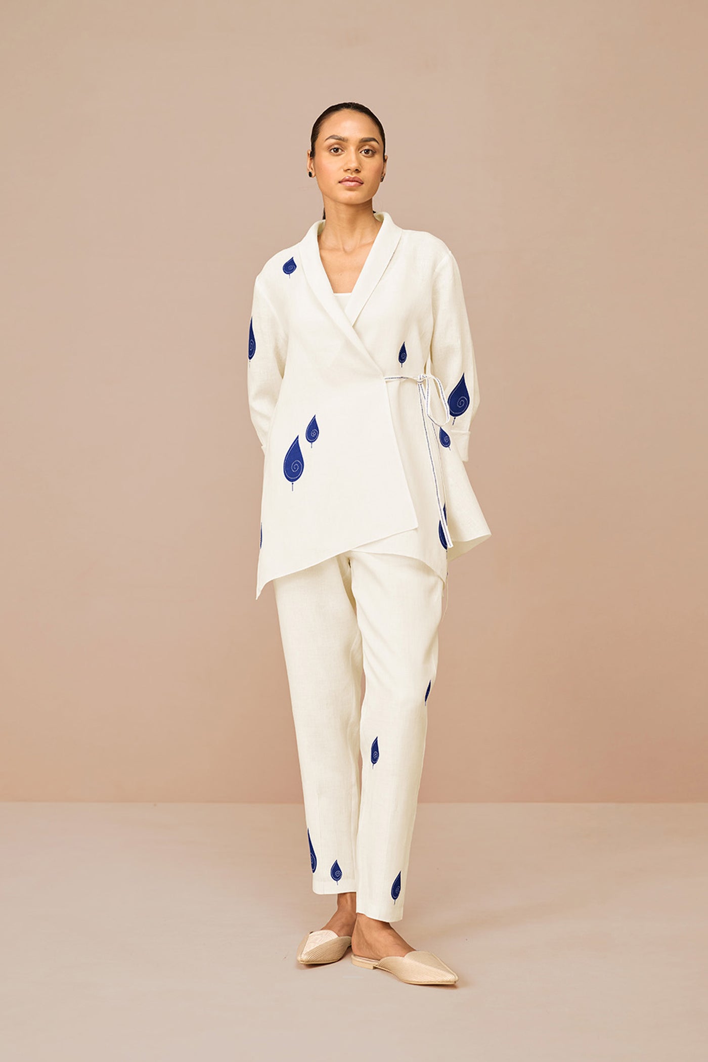 AMPM Dahlia Shirt Set Ivory Indian designer wear online shopping melange singapore