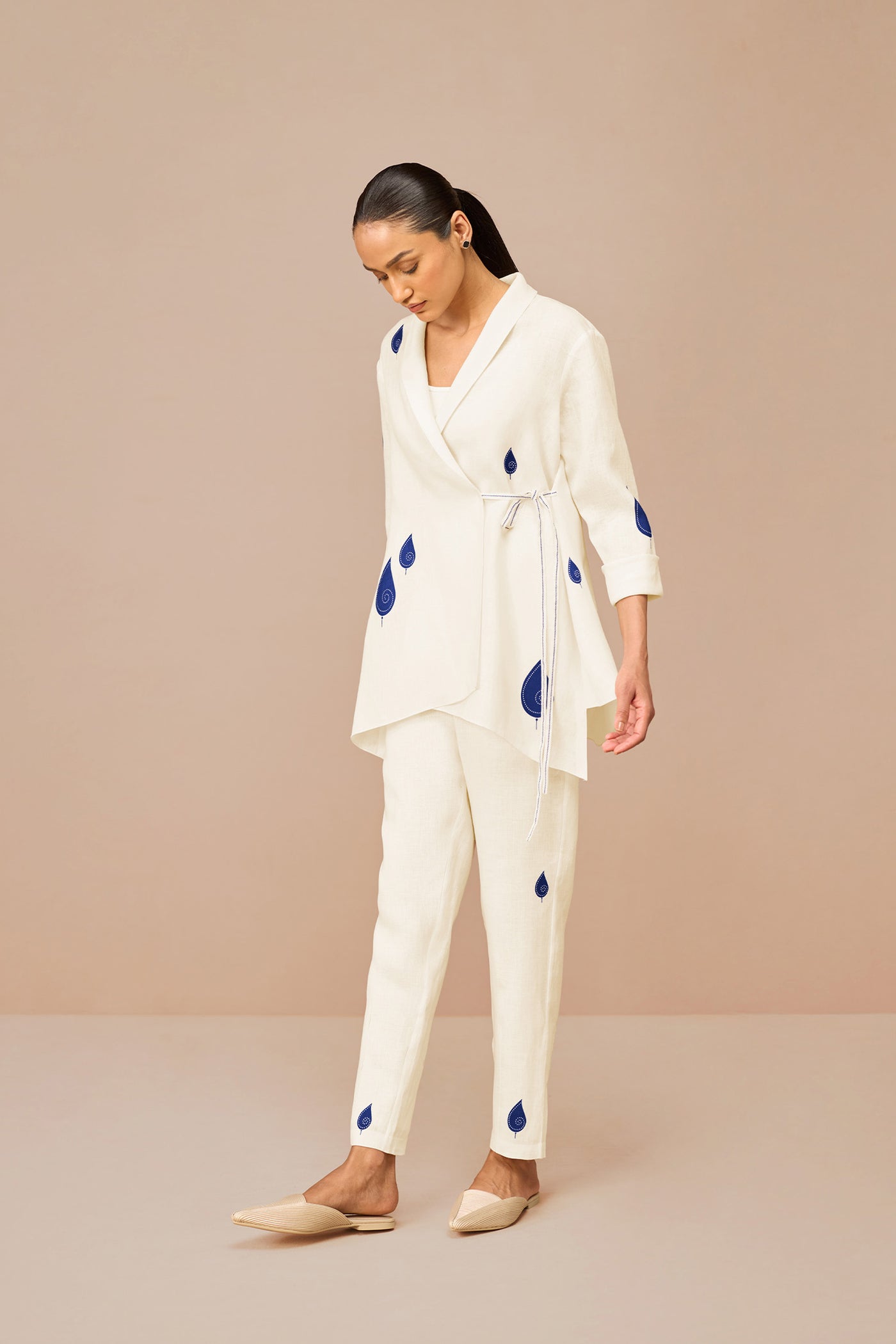 AMPM Dahlia Shirt Set Ivory Indian designer wear online shopping melange singapore