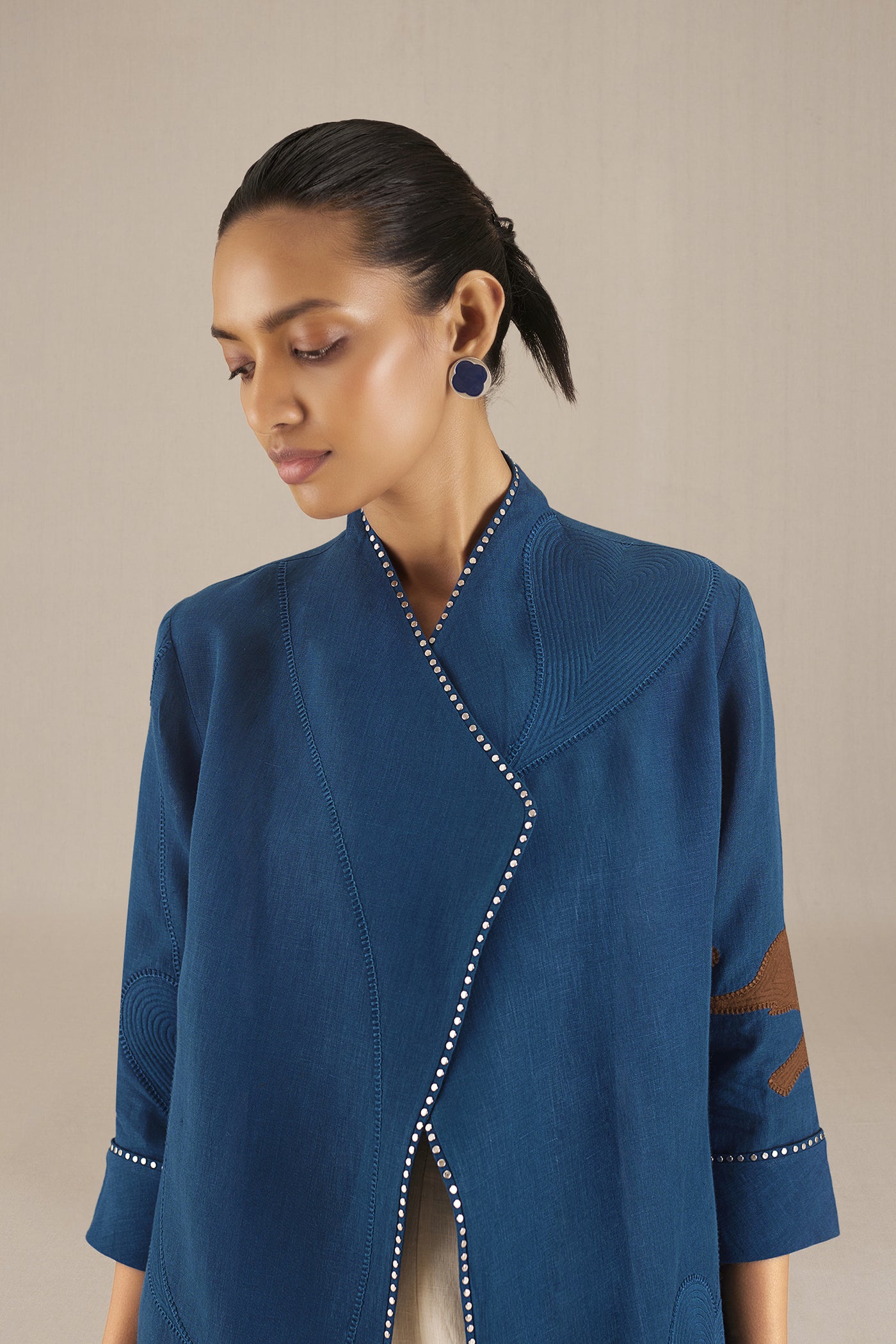AMPM Firuzeh Jacket Teal indian designer wear online shopping melange singapore