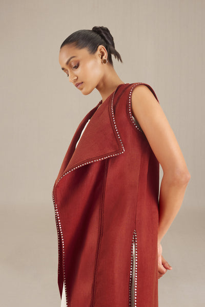 AMPM Fluer Jacket Set Rust indian designer wear online shopping melange singapore
