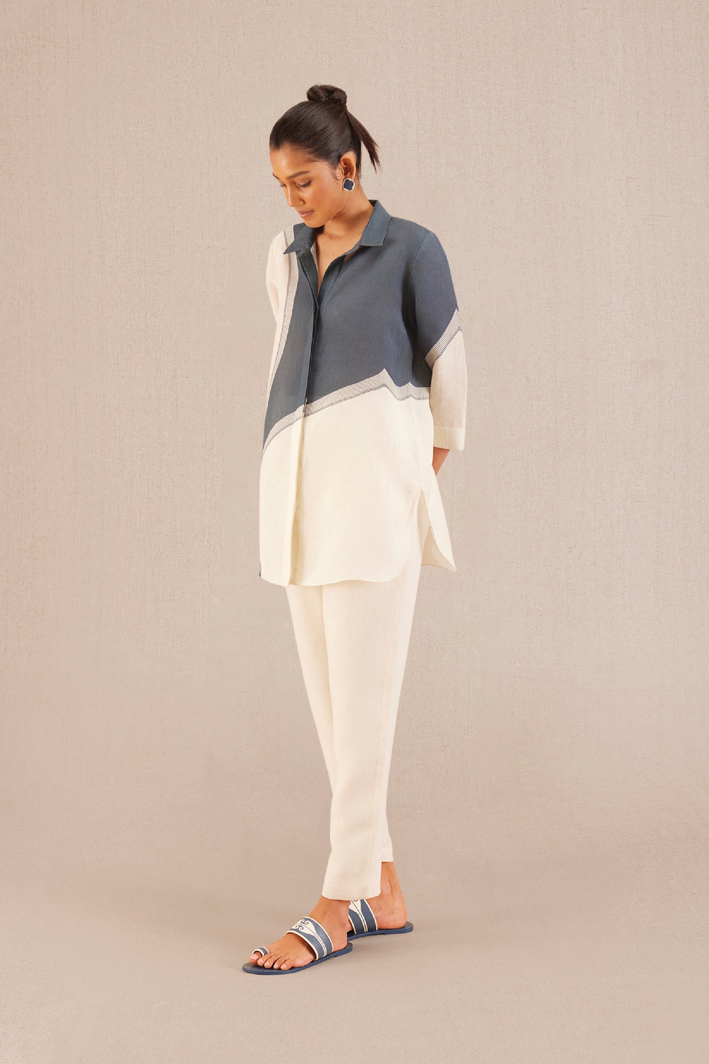 AMPM Iqra Shirt Set Slate Blue indian designer wear online shopping melange singapore