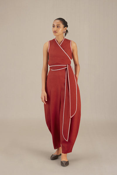 AMPM Iva Wrap Top Set Rust indian designer wear online shopping melange singapore