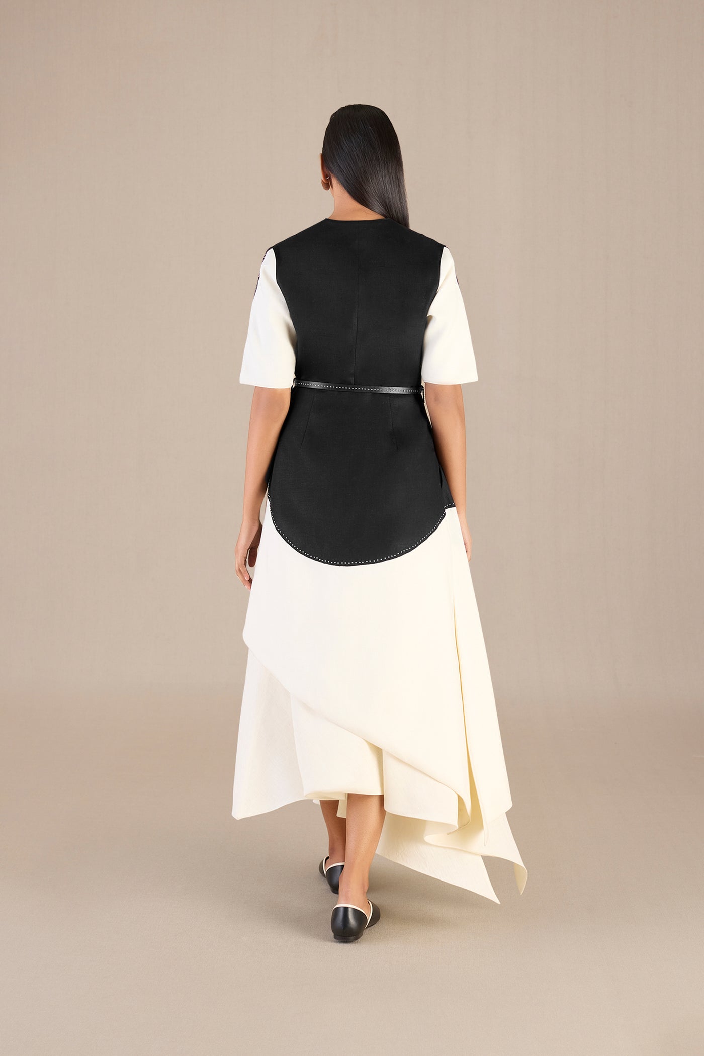 AMPM Safa Black Ivory Jacket Set indian designer wear online shopping melange singapore