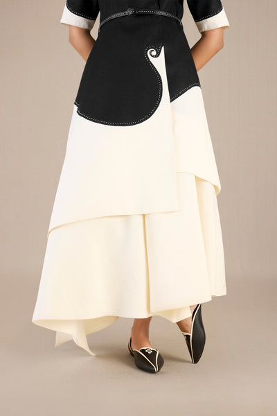 AMPM Safa Black Ivory Jacket Set indian designer wear online shopping melange singapore