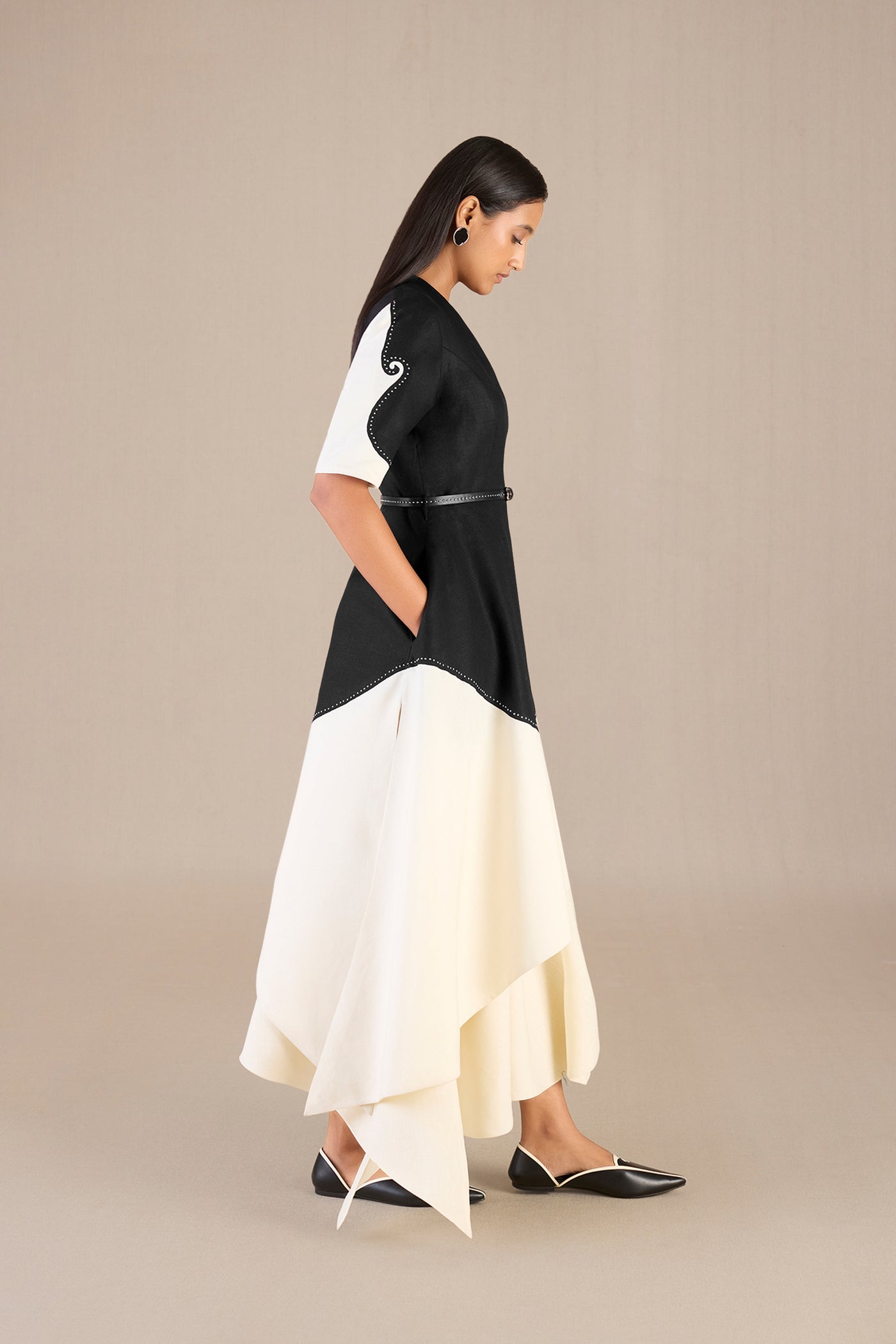 AMPM Safa Black Ivory Jacket Set indian designer wear online shopping melange singapore