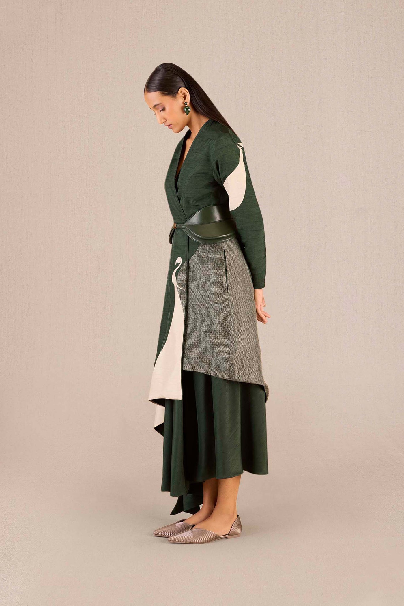 AMPM Serena Jacket Set Dark Green indian designer wear online shopping melange singapore