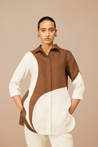 AMPM Zelda Shirt Brown Indian designer wear online shopping melange singapore