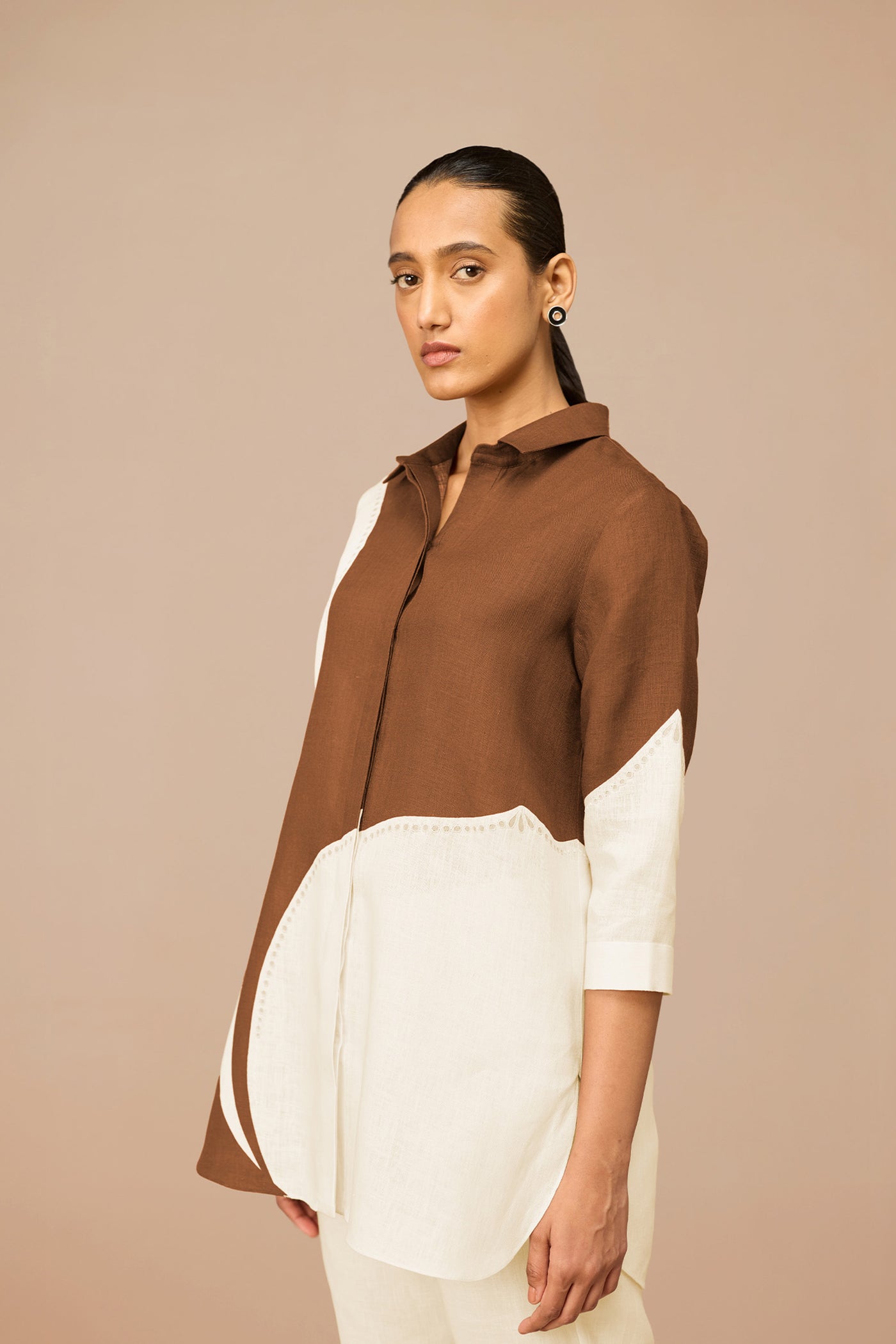 AMPM Zelda Shirt Brown Indian designer wear online shopping melange singapore