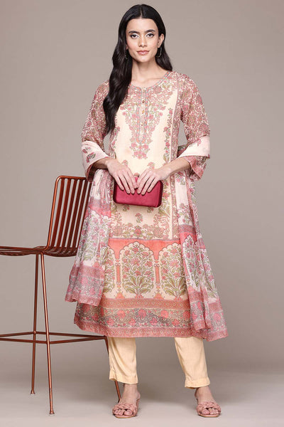 Aarke Ritu Kumar Beige Shobhika Kurta With Pant And Dupatta indian designer wear online shopping melange singapore 