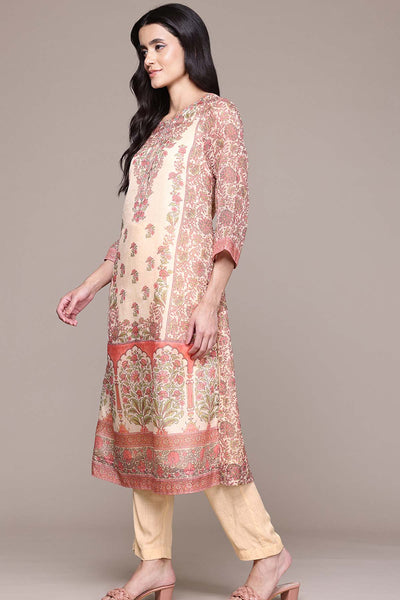 Aarke Ritu Kumar Beige Shobhika Kurta With Pant And Dupatta indian designer wear online shopping melange singapore 