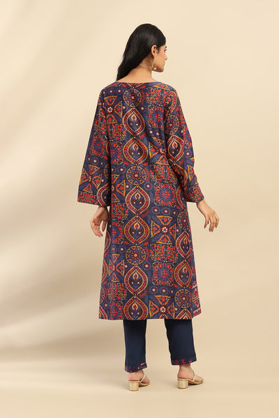 Aarke Ritu Kumar Blue Elsie Kurta With Pant And Dupatta indian designer wear online shopping melange singapore