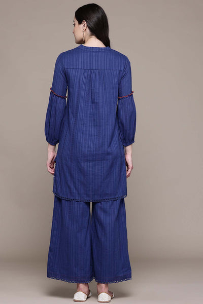 Aarke Ritu Kumar Blue Meerab Kurti With Palazzo indian designer wear online shopping melange singapore 