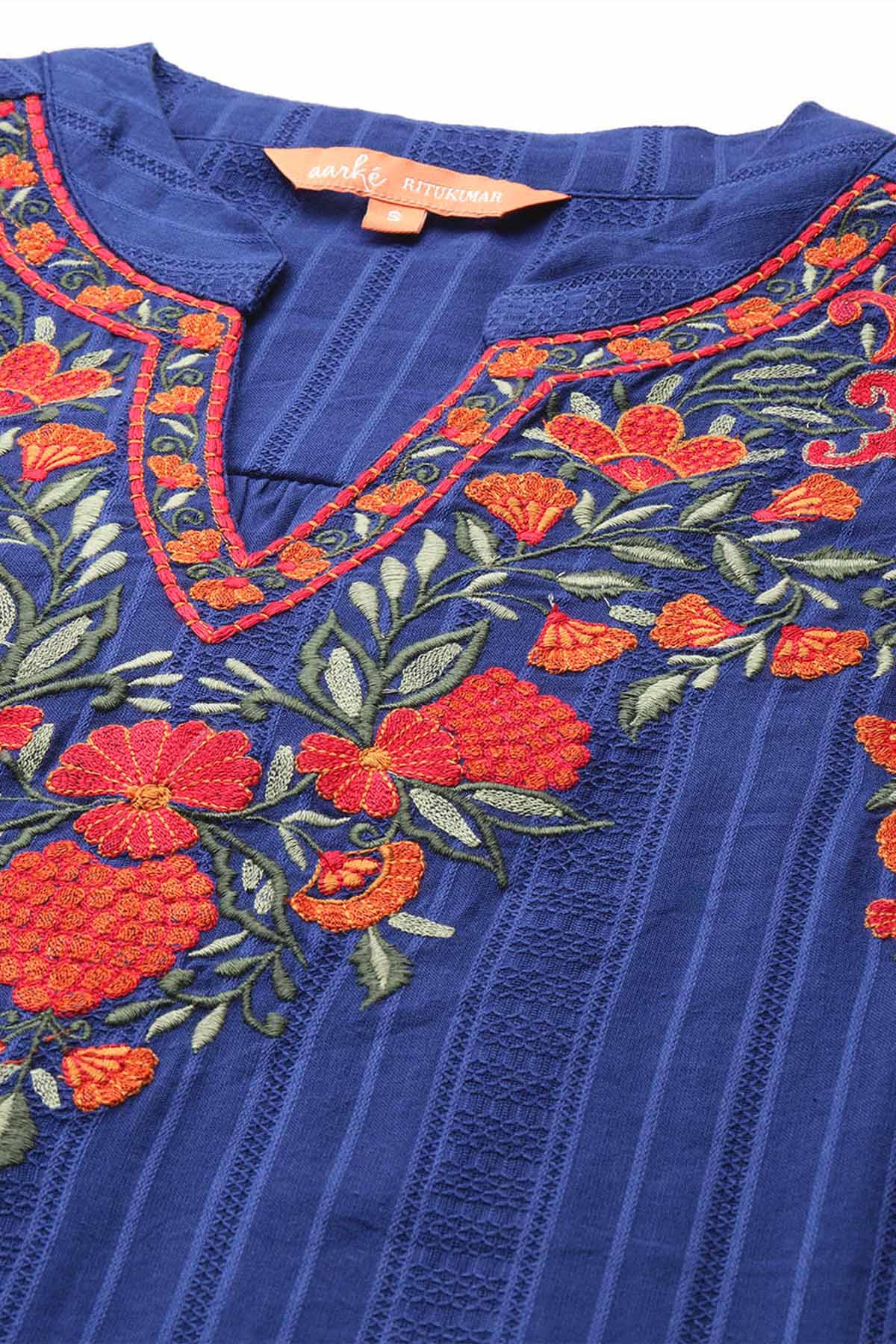 Aarke Ritu Kumar Blue Meerab Kurti With Palazzo indian designer wear online shopping melange singapore 