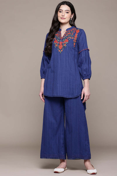 Aarke Ritu Kumar Blue Meerab Kurti With Palazzo indian designer wear online shopping melange singapore 