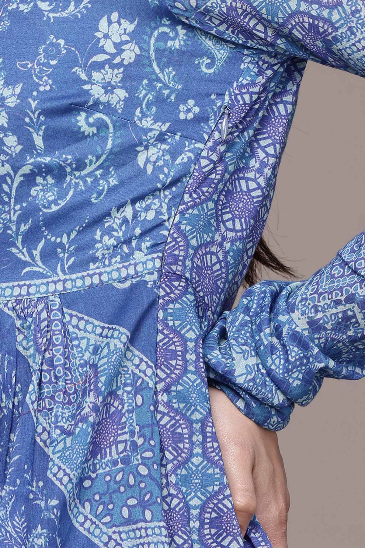 Aarke Ritu Kumar Blue Rukhsar Kurta With Pant And Dupatta indian designer wear online shopping melange singapore 