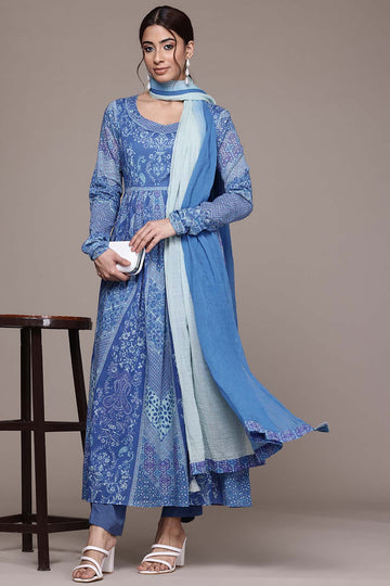 Aarke Ritu Kumar Blue Rukhsar Kurta With Pant And Dupatta indian designer wear online shopping melange singapore 