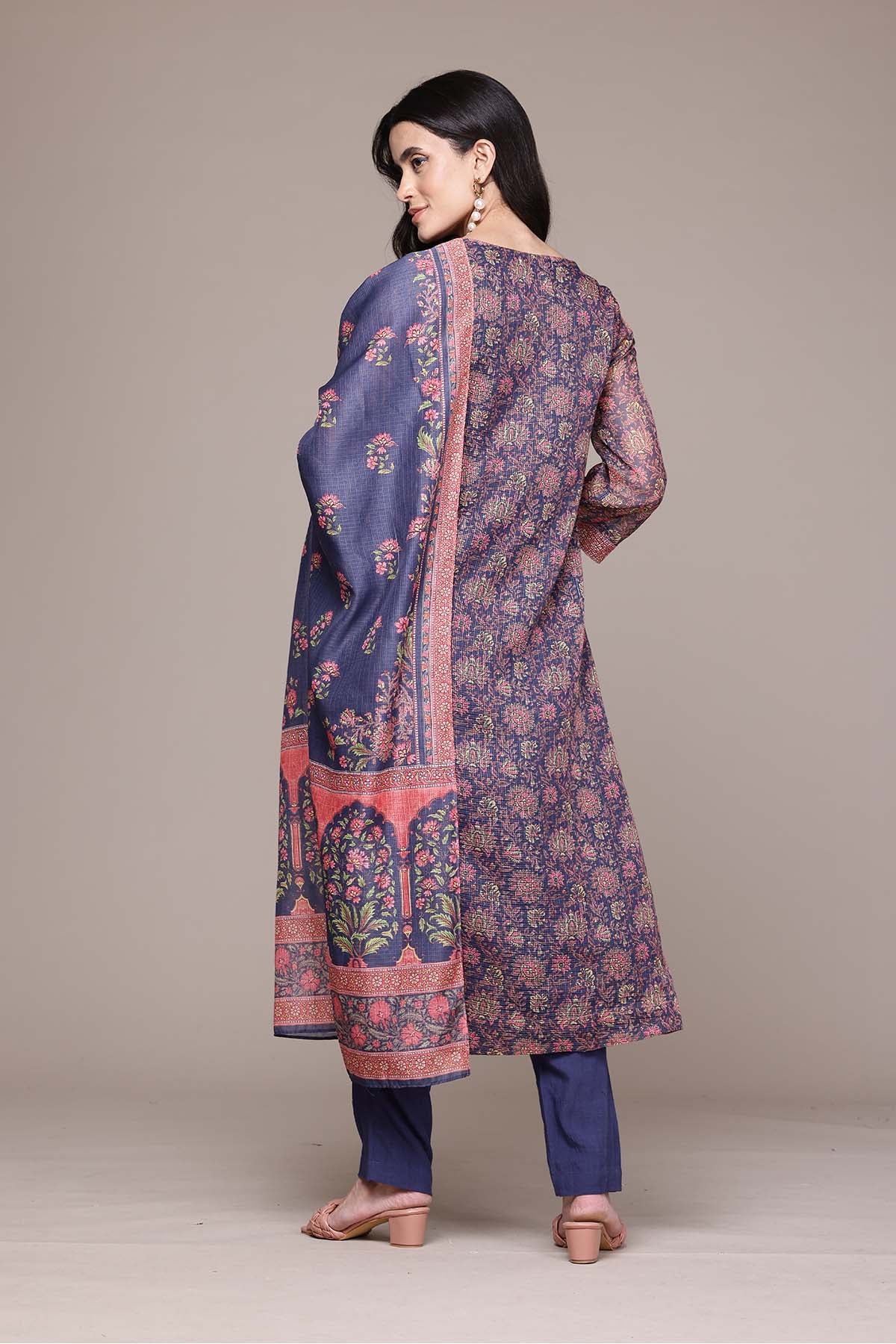 Aarke Ritu Kumar Blue Shobhika Kurta With Pant And Dupatta indian designer wear online shopping melange singapore 