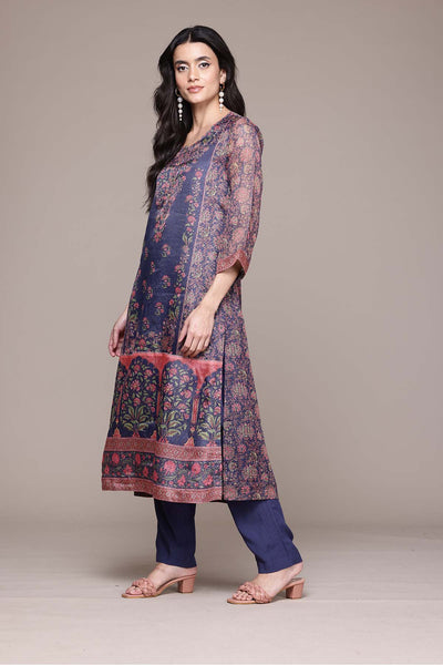Aarke Ritu Kumar Blue Shobhika Kurta With Pant And Dupatta indian designer wear online shopping melange singapore 