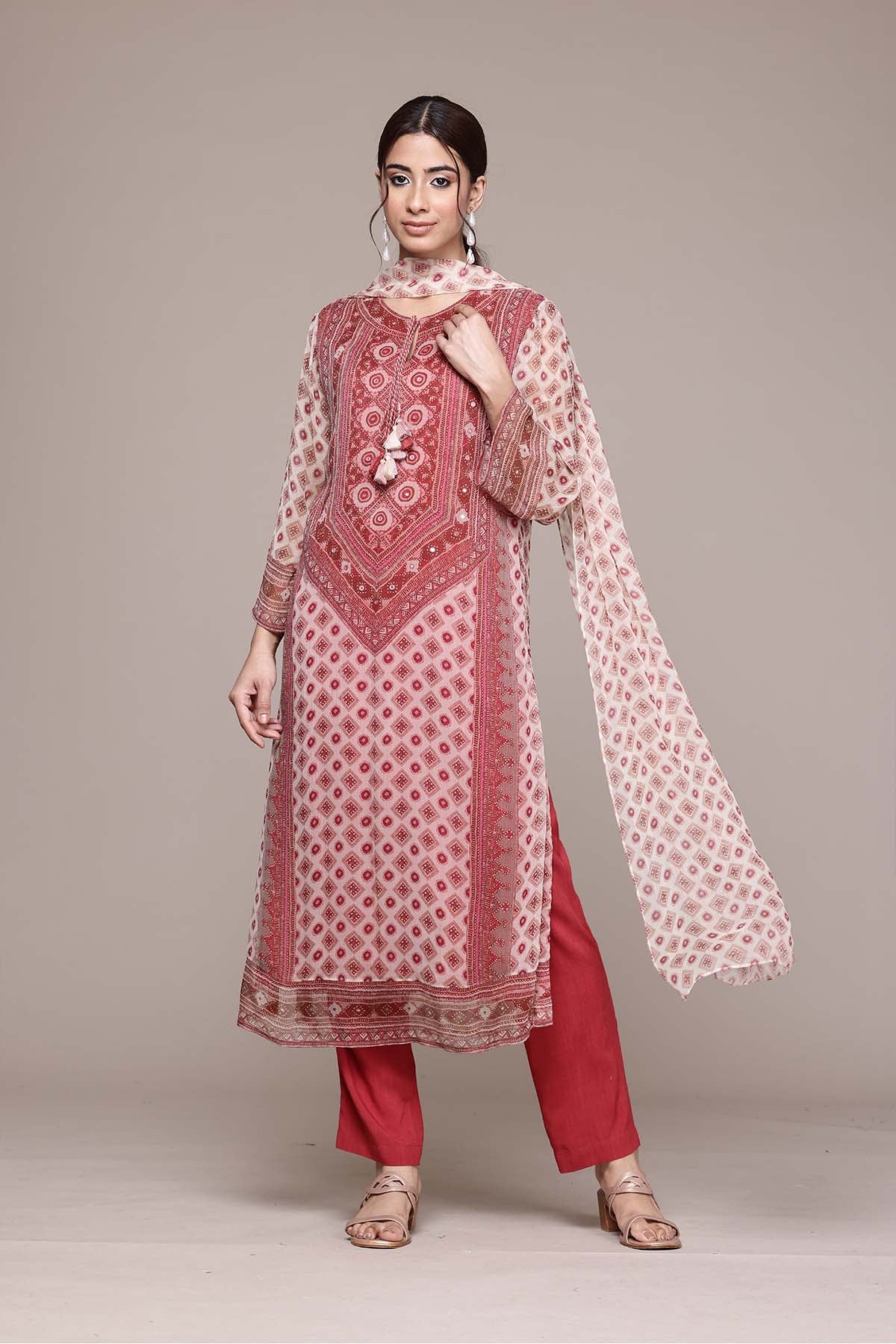 Aarke Ritu Kumar Ecru Khanak Kurta With Pant And Dupatta indian designer wear online shopping melange singapore 