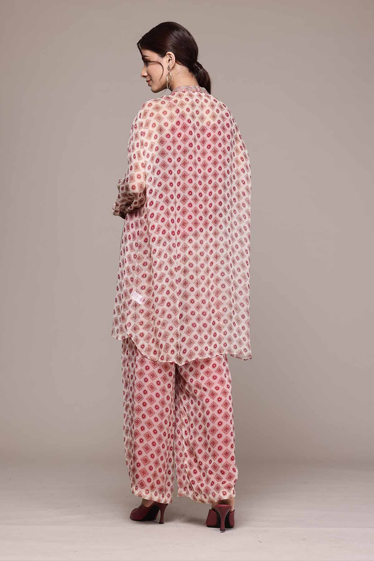 Aarke Ritu Kumar Ecru Khanak Shirt With Palazzo And Camisole indian designer wear online shopping melange singapore 