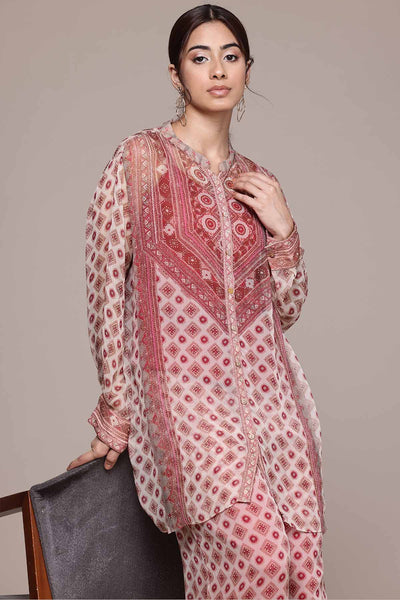 Aarke Ritu Kumar Ecru Khanak Shirt With Palazzo And Camisole indian designer wear online shopping melange singapore 