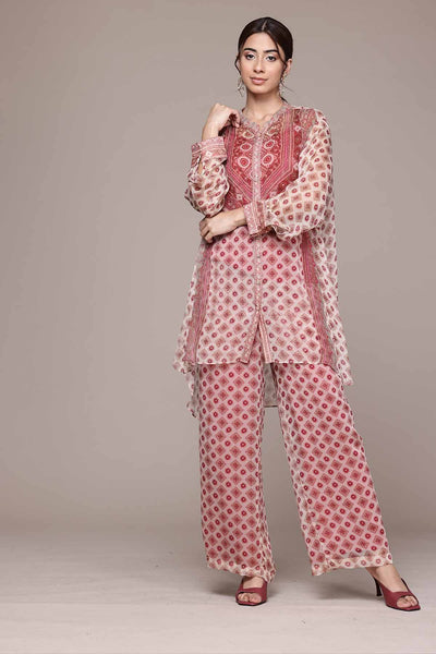 Aarke Ritu Kumar Ecru Khanak Shirt With Palazzo And Camisole indian designer wear online shopping melange singapore 