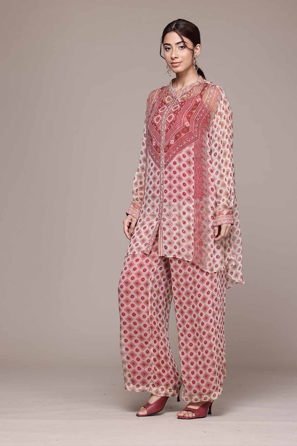 Aarke Ritu Kumar Ecru Khanak Shirt With Palazzo And Camisole indian designer wear online shopping melange singapore 