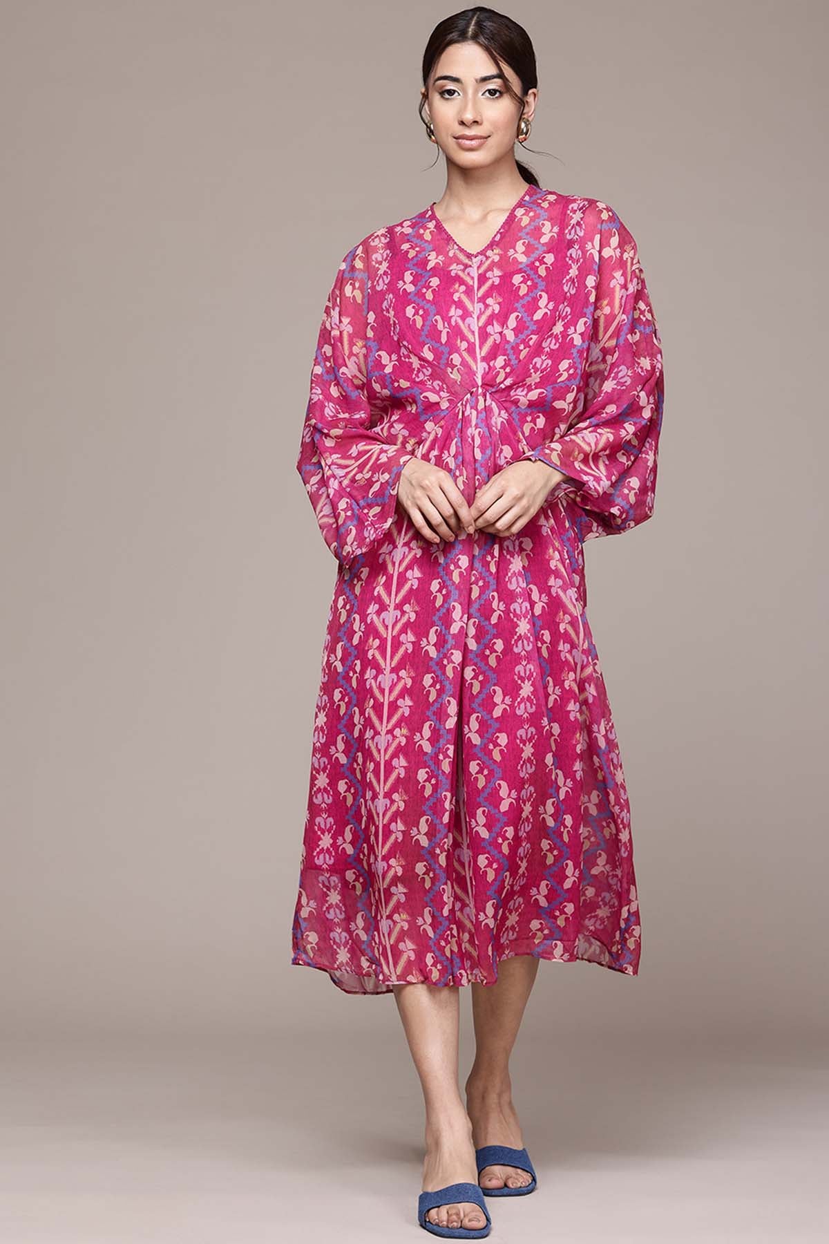 Aarke Ritu Kumar Fuchsia Oryn Kaftan Dress And Camisole indian designer wear online shopping melange singapore 