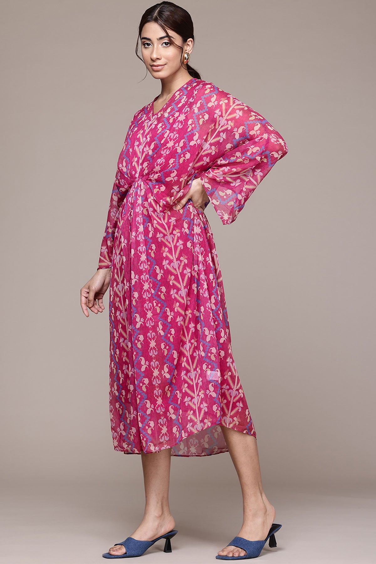 Aarke Ritu Kumar Fuchsia Oryn Kaftan Dress And Camisole indian designer wear online shopping melange singapore 