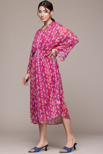 Aarke Ritu Kumar Fuchsia Oryn Kaftan Dress And Camisole indian designer wear online shopping melange singapore 