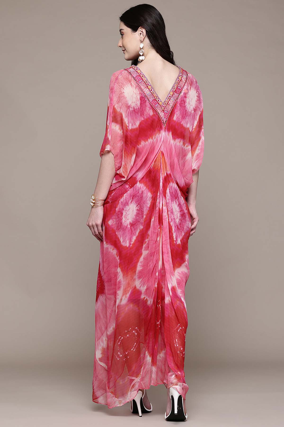Aarke Ritu Kumar Fushia Mirage Hue Kaftan Dress With Camisole indian designer wear online shopping melange singapore 