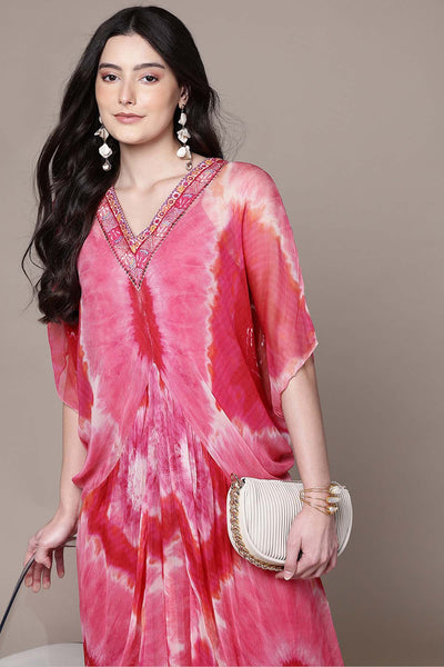 Aarke Ritu Kumar Fushia Mirage Hue Kaftan Dress With Camisole indian designer wear online shopping melange singapore 