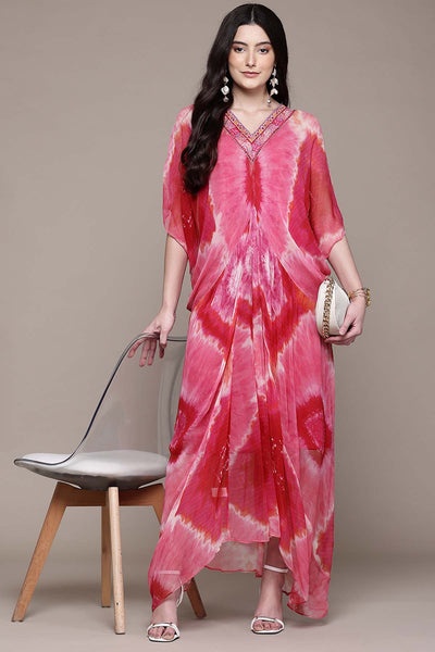 Aarke Ritu Kumar Fushia Mirage Hue Kaftan Dress With Camisole indian designer wear online shopping melange singapore 