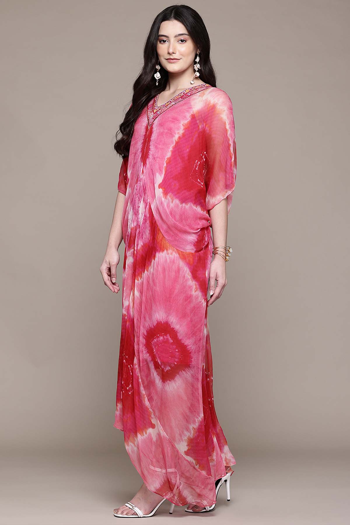 Aarke Ritu Kumar Fushia Mirage Hue Kaftan Dress With Camisole indian designer wear online shopping melange singapore 