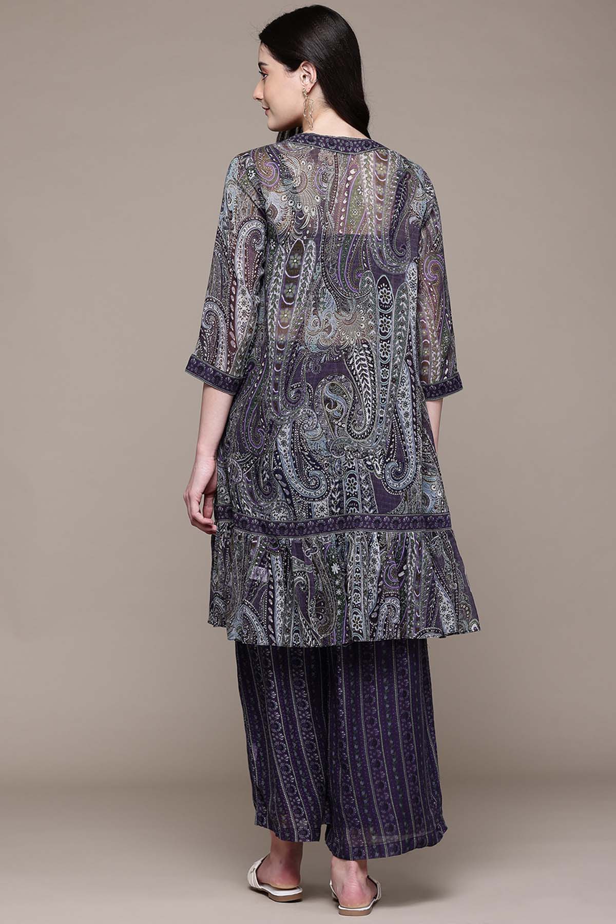 Aarke Ritu Kumar Navy Marlin Bustier With Palazzo And Cape indian designer wear online shopping melange singapore 