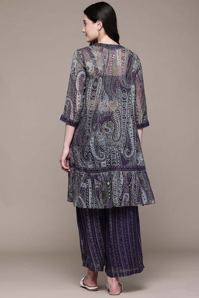 Aarke Ritu Kumar Navy Marlin Bustier With Palazzo And Cape indian designer wear online shopping melange singapore 