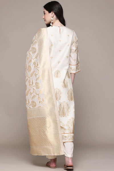 Aarke Ritu Kumar Off White Ashokaa Kurta With Pant And Dupatta indian designer wear online shopping melange singapore 
