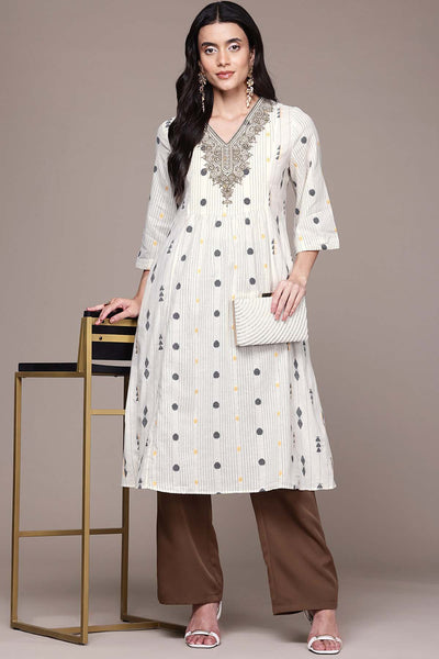 Aarke Ritu Kumar Off White Vidushi Kurta indian designer wear online shopping melange singapore 